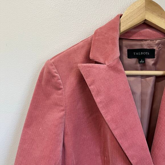 Talbots Pink Corduroy Cutaway Blazer Size 6 Soft Stretch Career Jacket - Picture 4 of 8